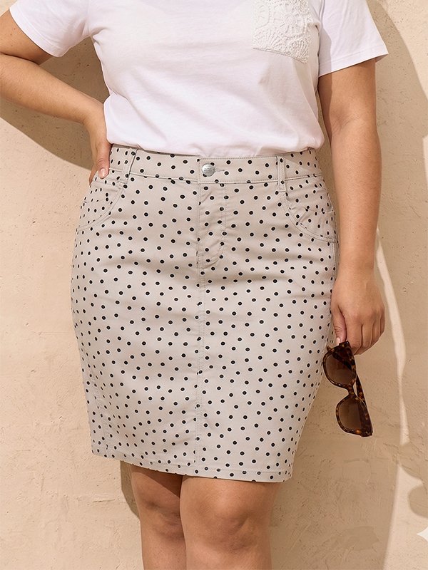 Zhenzi nederdel bengalin med shorts indsyet Boyer prikker beige/sort