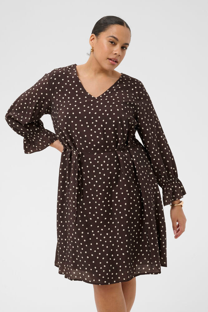 kaffe curve kjole KCditte dress brun kombi
