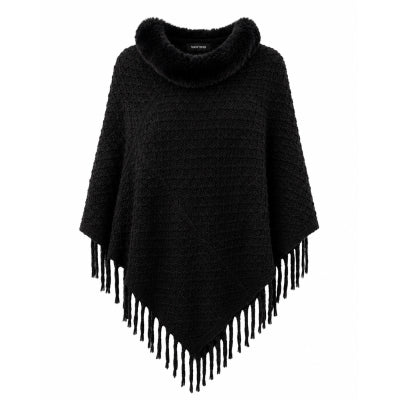 vanting poncho strik med pelskrave VT2763G