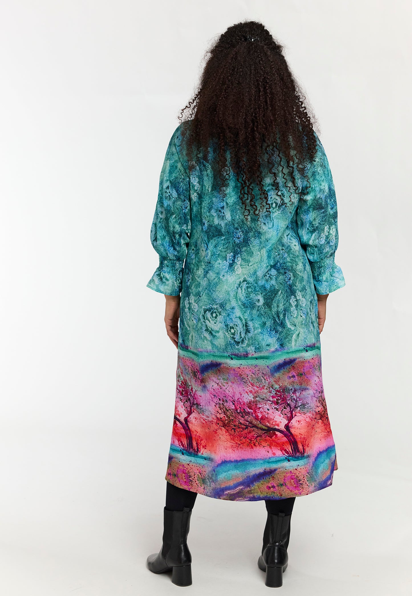 studio kjole SBodil blå/pink kombi