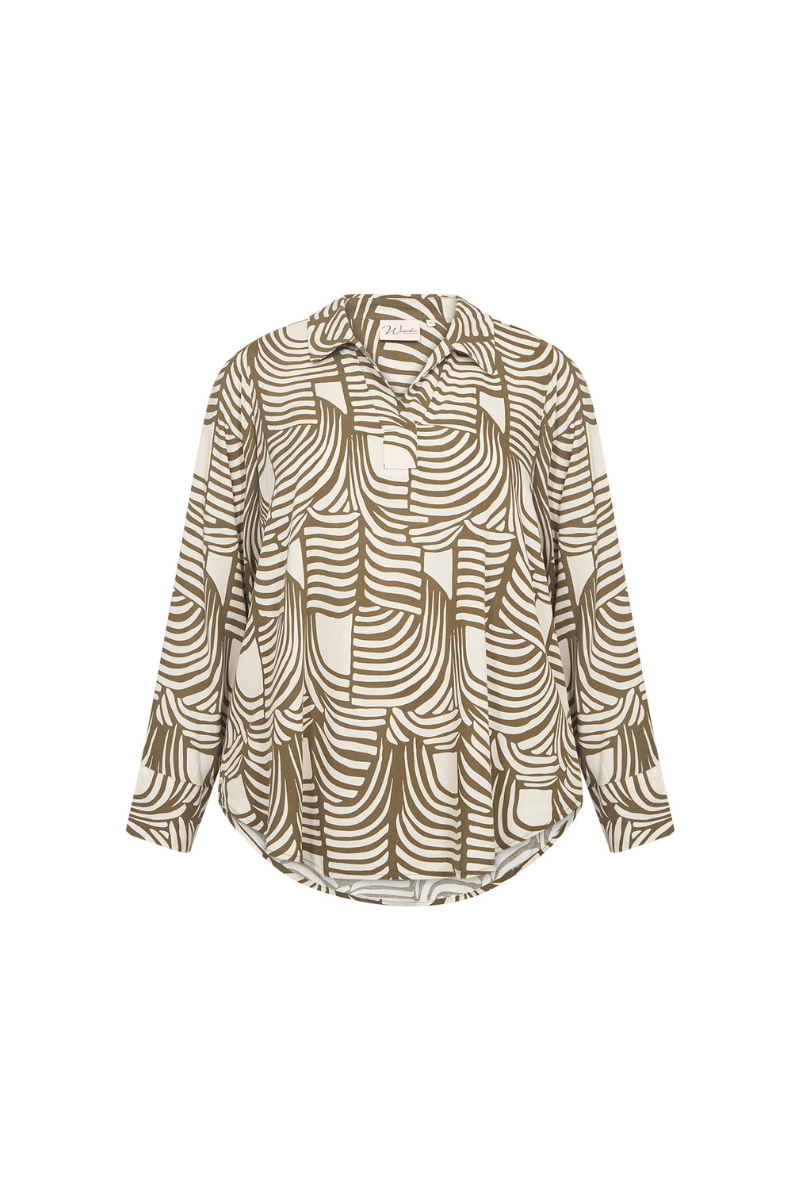 wasabi bluse wa-lovis 3 grøn/sand kombi