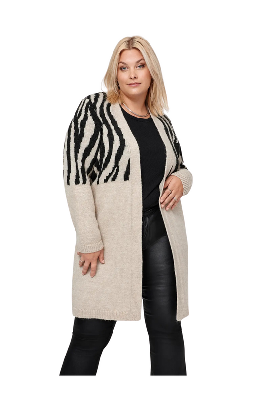 Only Carmakoma strik cardigan Carjade sand kombi