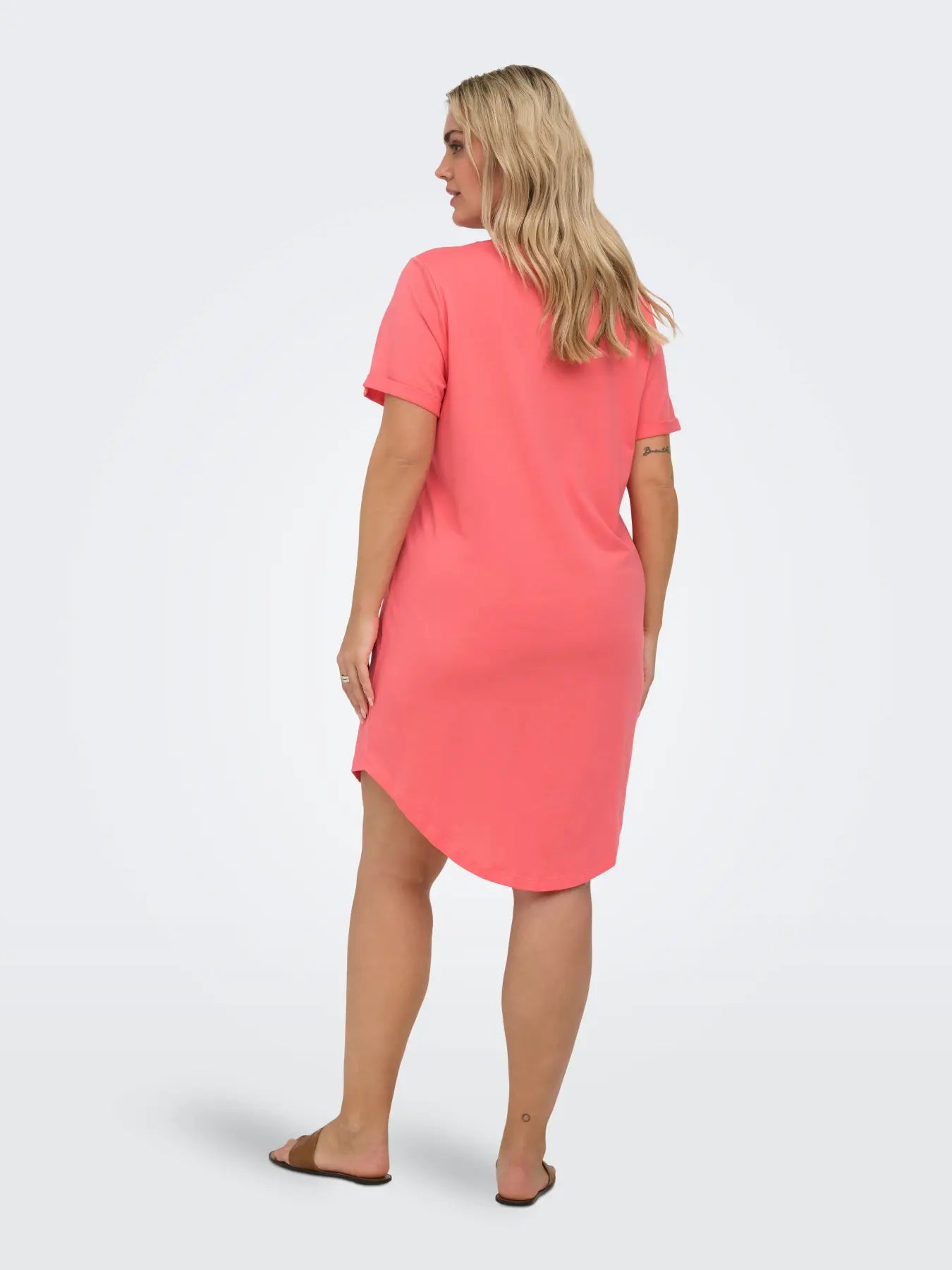 Only Carmakoma kjloe carbloom may s/s dress jrs lysser rød