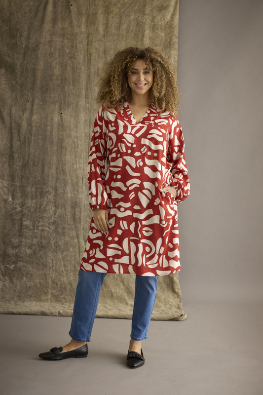 Zhenzi kjole Zh-Oney 926 rød kombi