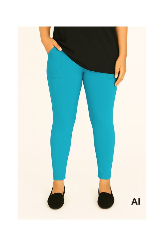 Mapeo leggings med lomme lang turkisblå