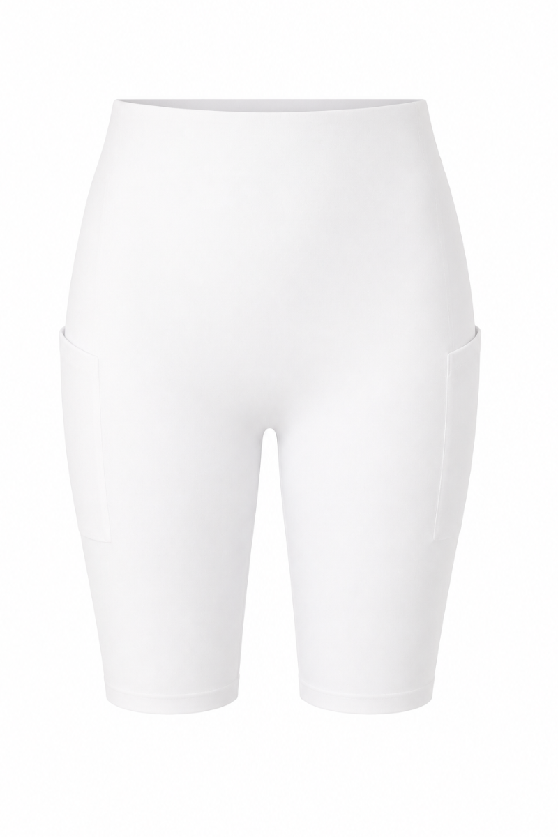 zhenzi korte short leggings med lommer 420 - Hvid