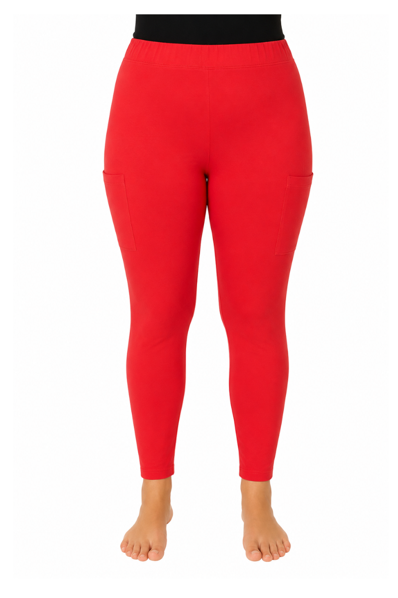 Zhenzi leggings med lommer lang rød 301