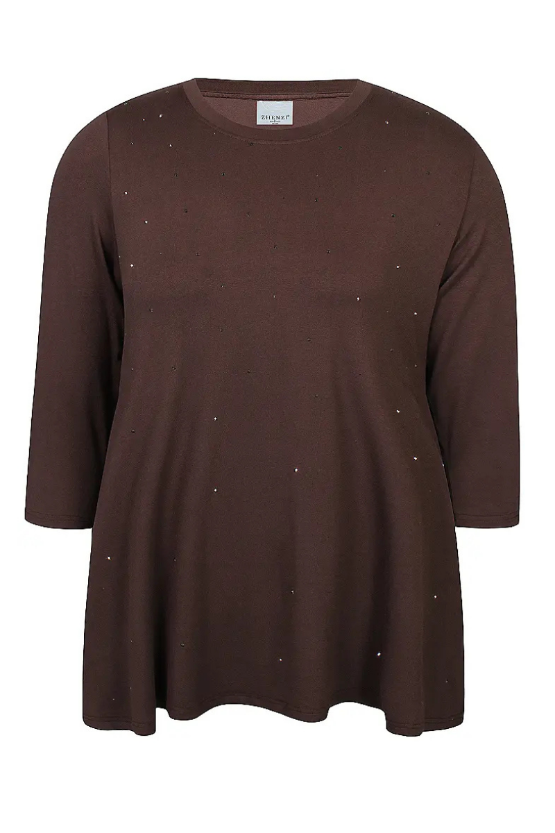 Zhenzi bluse med sten ZH-Letty 1509 bru