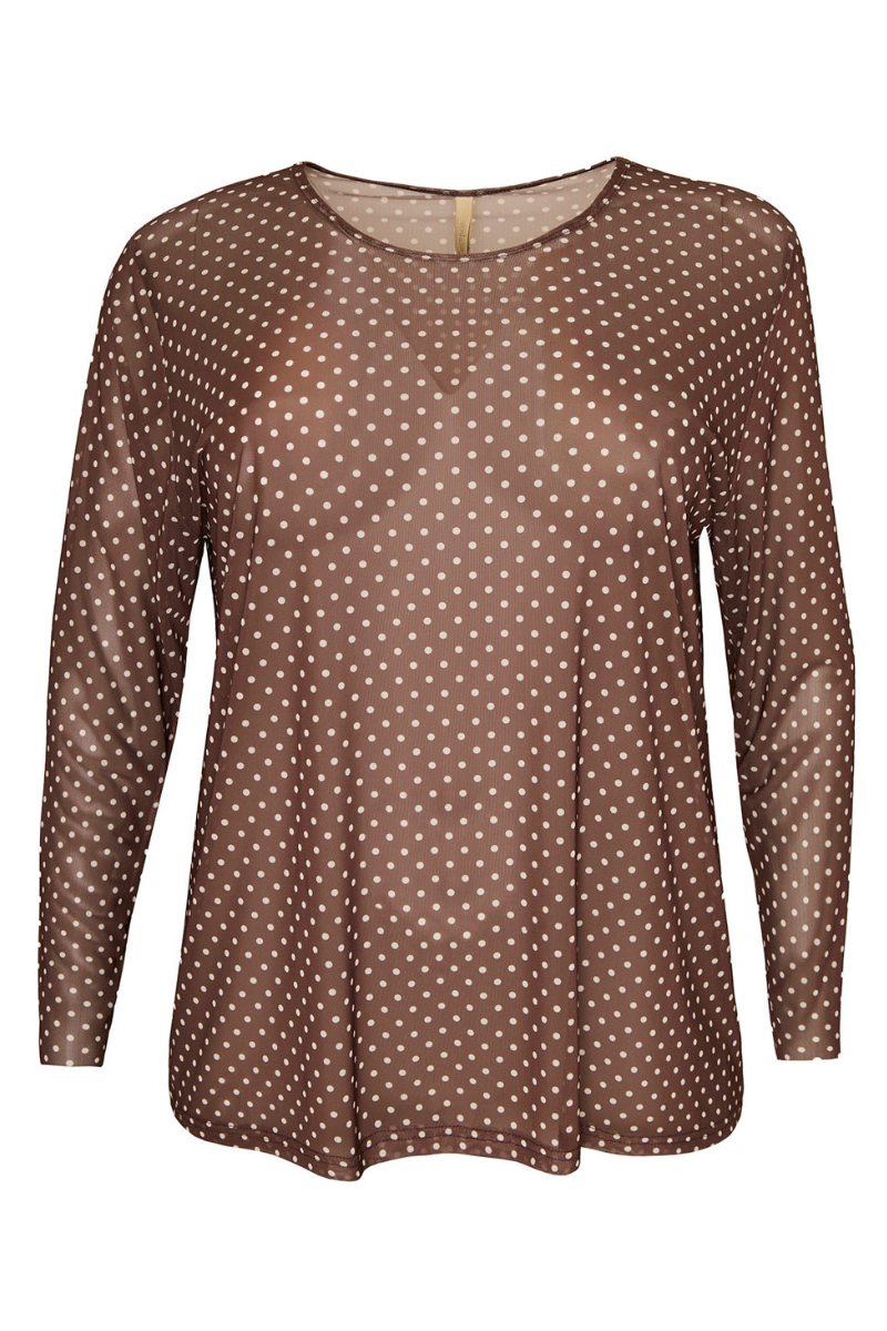 Cassiopeia Mesh Bluse Gwenna med prikker - Brun