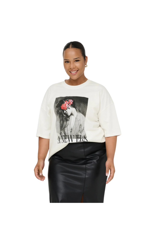 Only Carmakoma tshirt Carwinova hvid med print