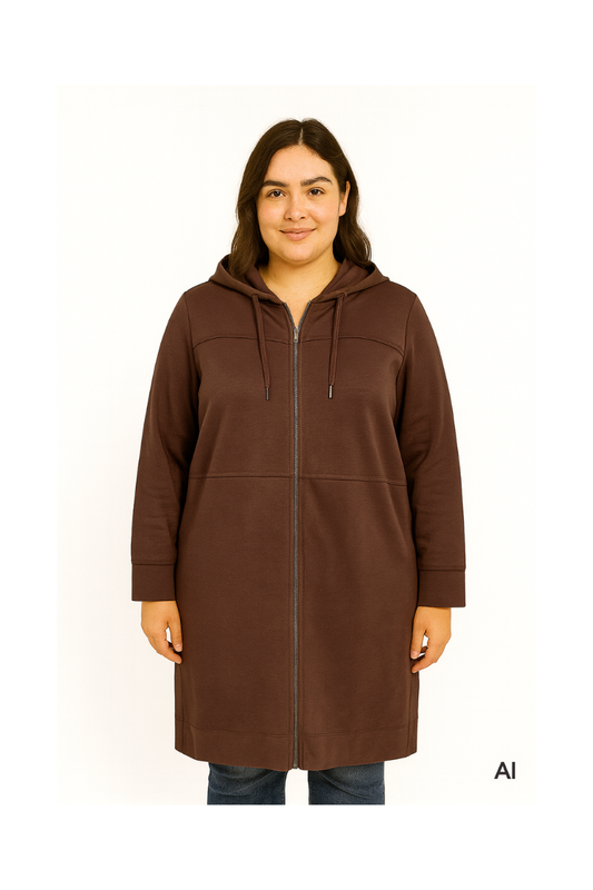 Wasabi sip up hoodie kjole wa-sabina 61 brun