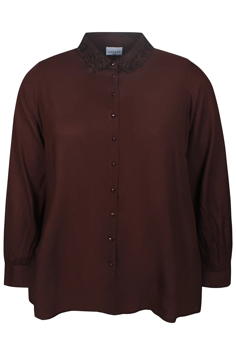 Zhenzi bluse Lillie 1529 – Chokolade – 201529-04080