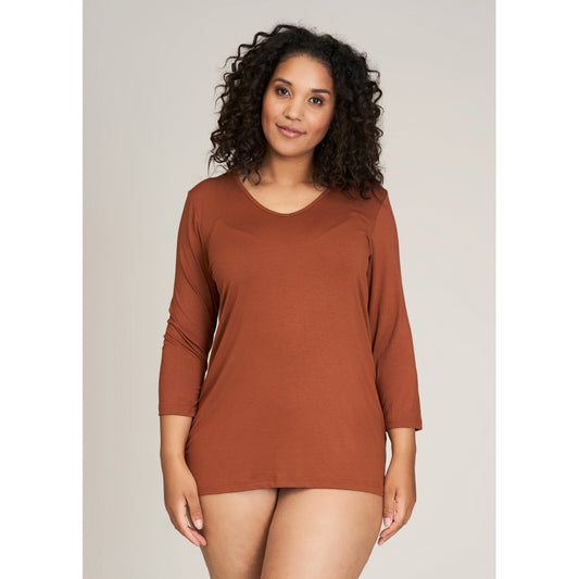 Sandgaard basis bluse, model Amsterdam Burn orange 01