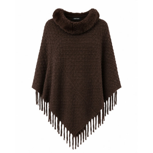 vanting poncho strik med pelskrave VT2763G