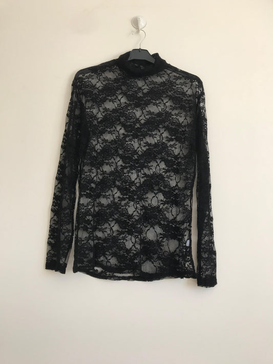 Paris blonde bluse  sort turleneck