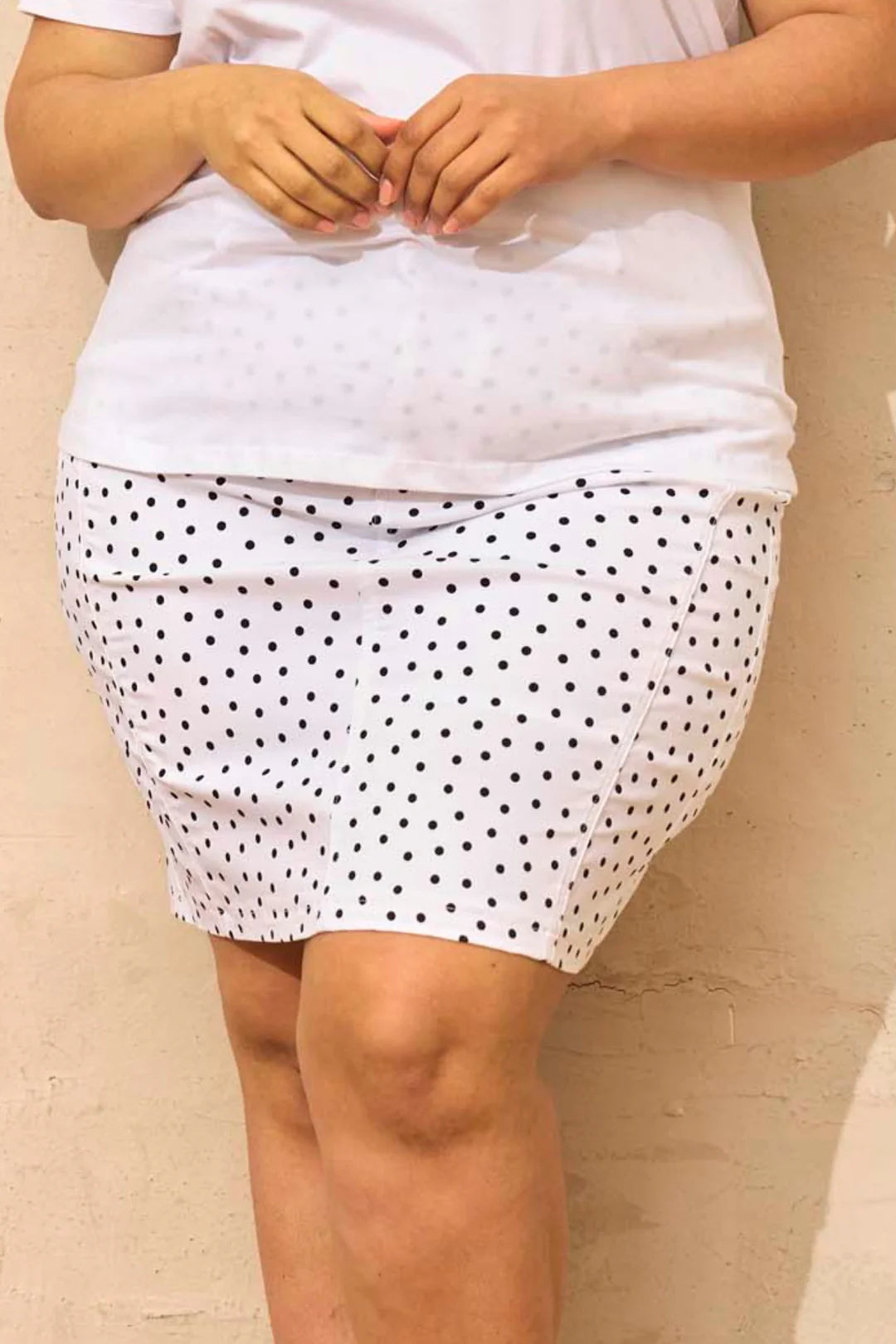 Zhenzi nederdel bengalin med shorts indsyet Boyer prikker hvid/sort
