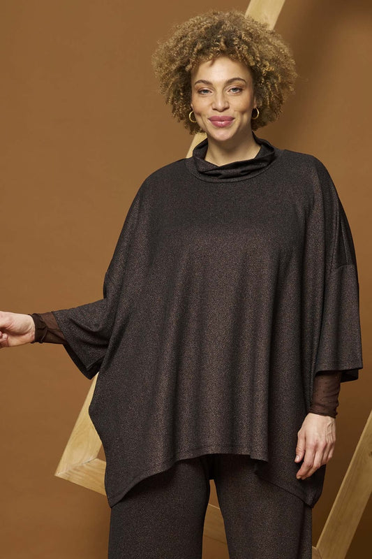 Zhenzi oversize bluse Mamie 1589 – Brun metallic