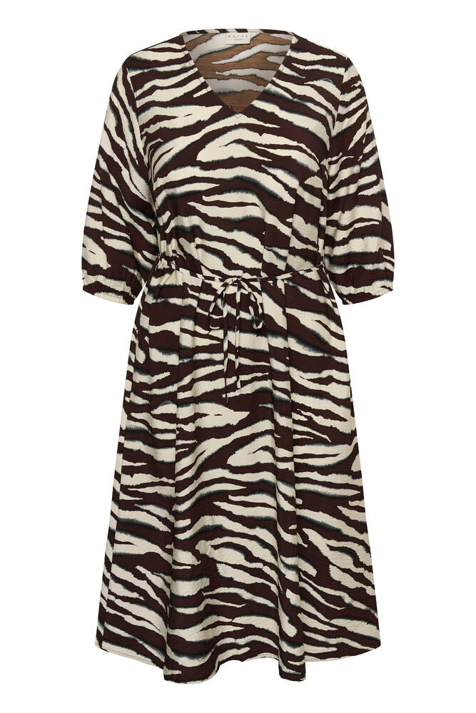 kaffe curve kjole KCvika dress brun kombi