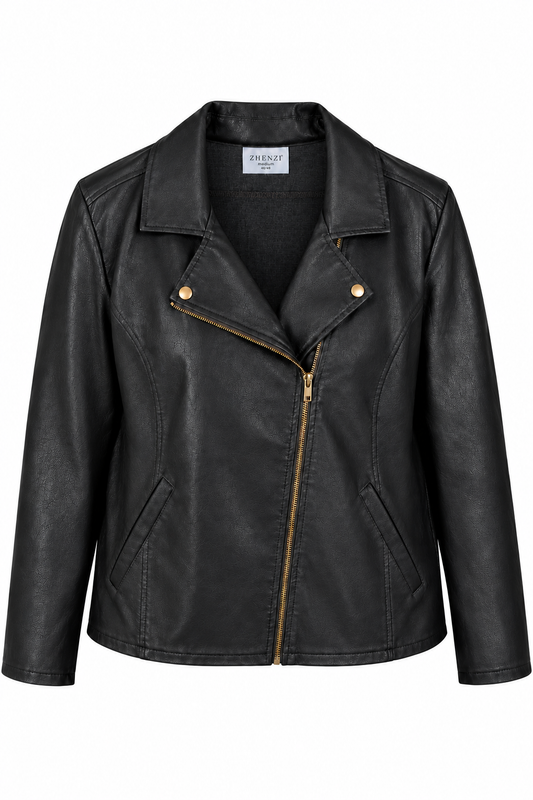 Zhenzi coated jakke i skindlook Milly 1621 – Sort