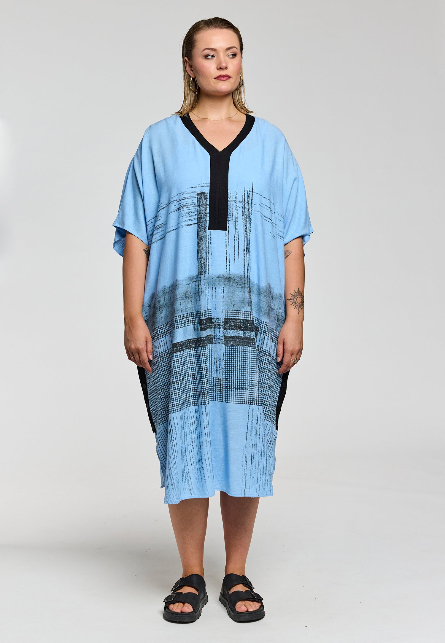 Gozzip Black kjole oversize gfern blå