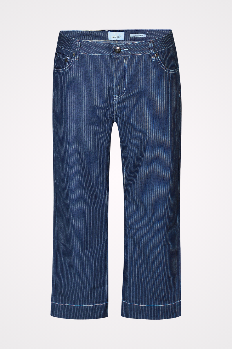 Zhenzi bukser stribede wide leg loose fit Rupi 04 blå