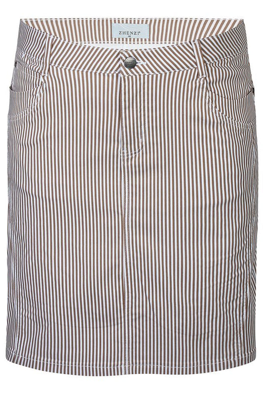 Zhenzi nederdel bengalin med shorts indsyet Boyer striber brun