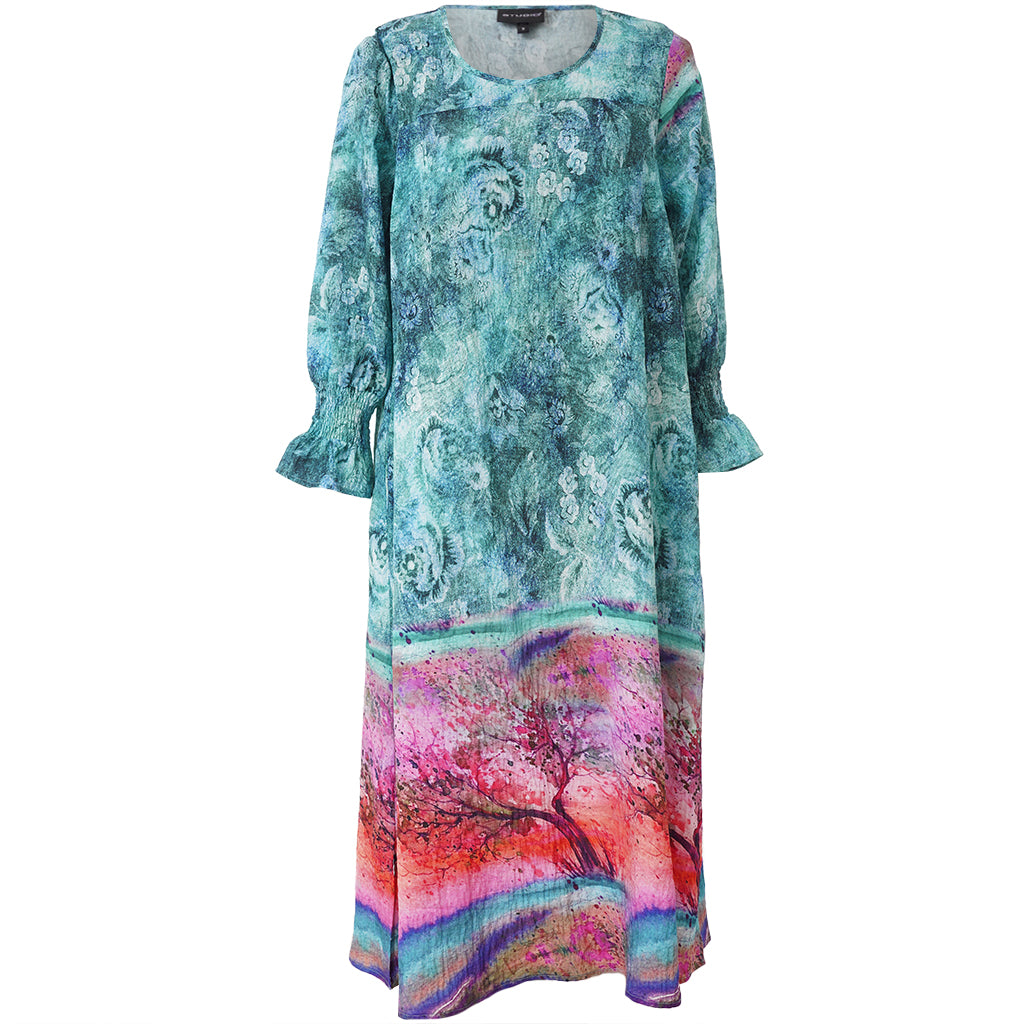 studio kjole SBodil blå/pink kombi