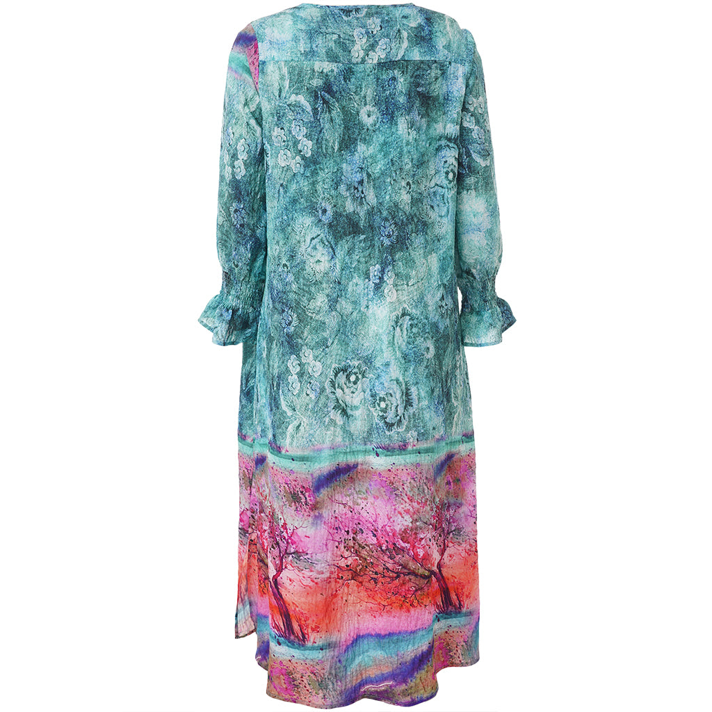 studio kjole SBodil blå/pink kombi