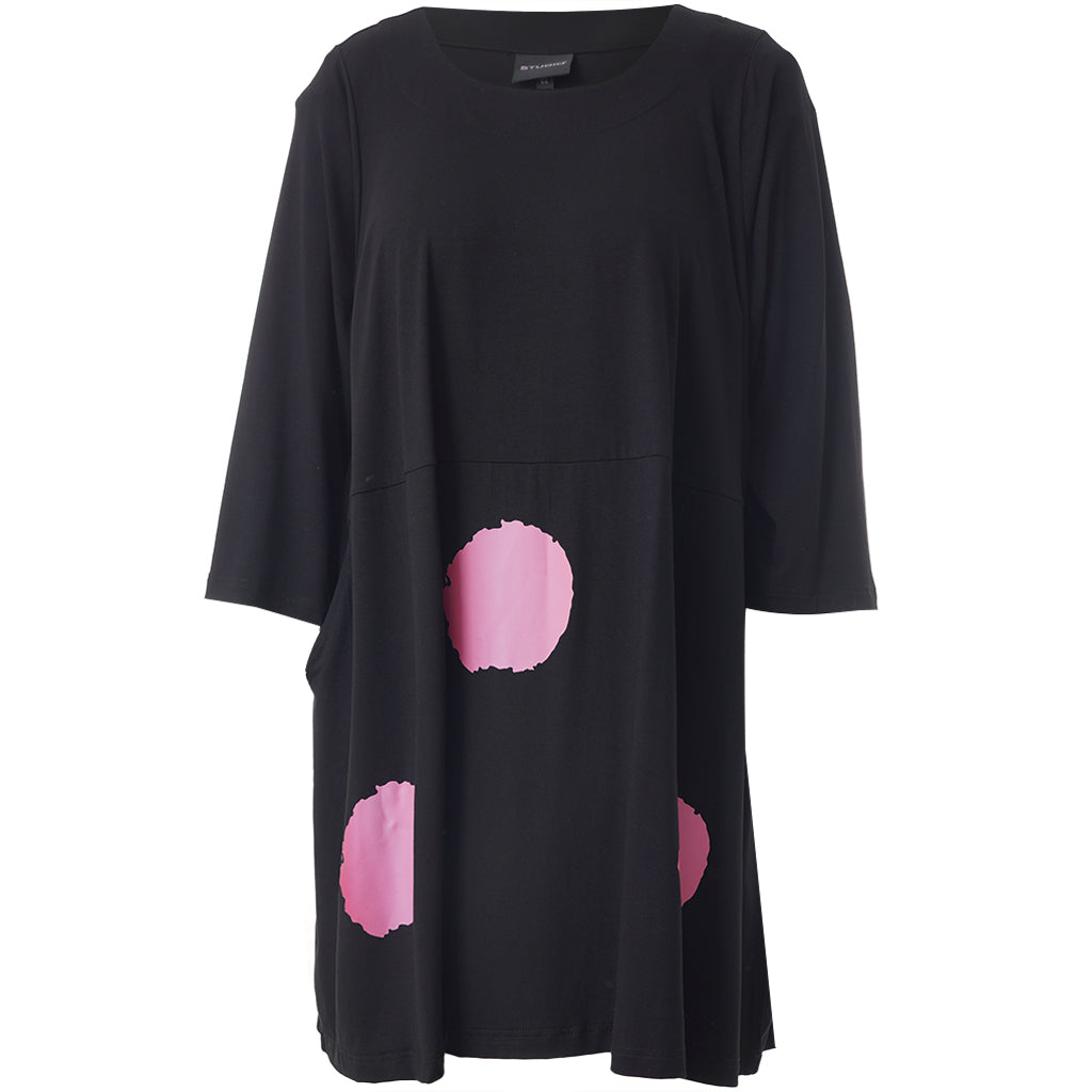 Studio tunika SRonja sort med pink print