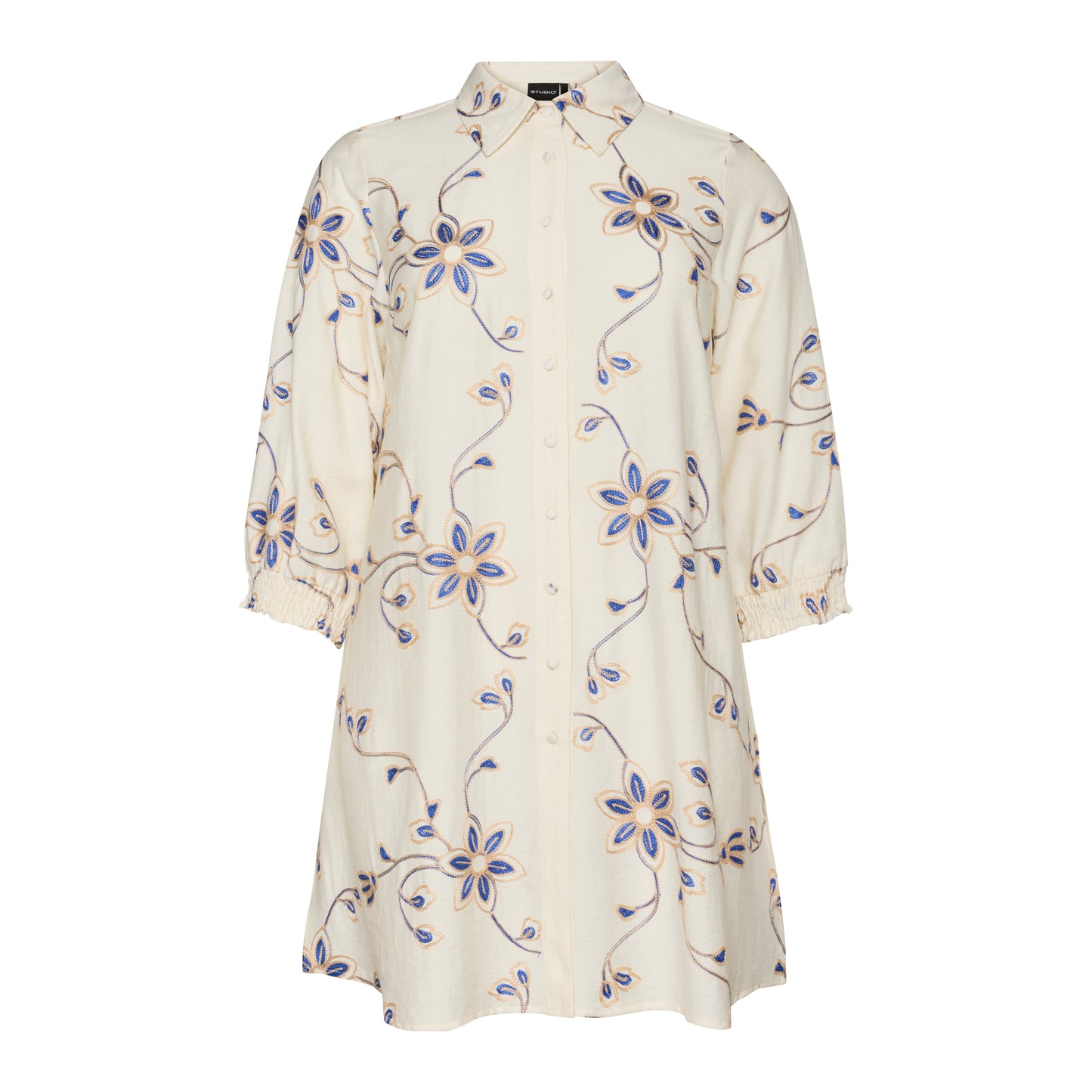 Studio SEmilie Shirt - Sand with blue embroidery