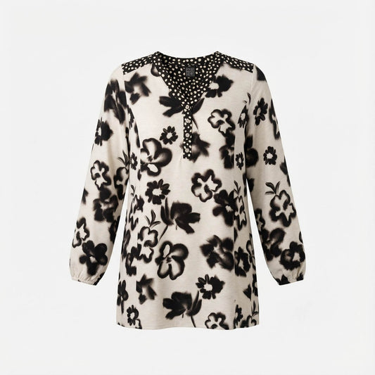 Pont Neuf bluse PNAbriella sort/hvid kombi