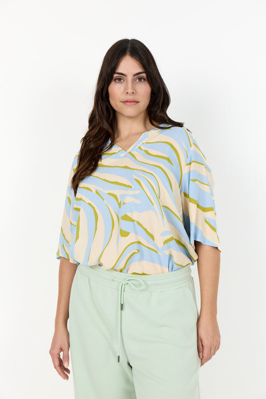 wasabi bluse wa-salma 1 lys blå/grøn