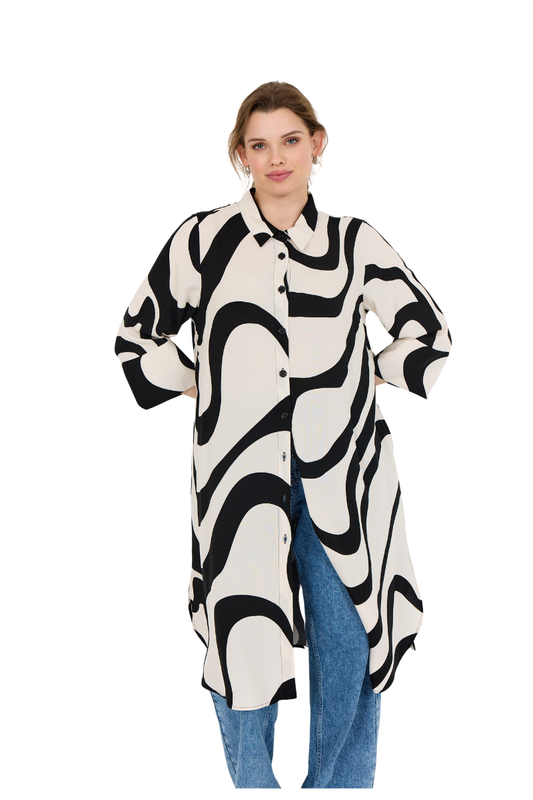 Wasabi kjole wa-chanita 3 sort/hvid kombi