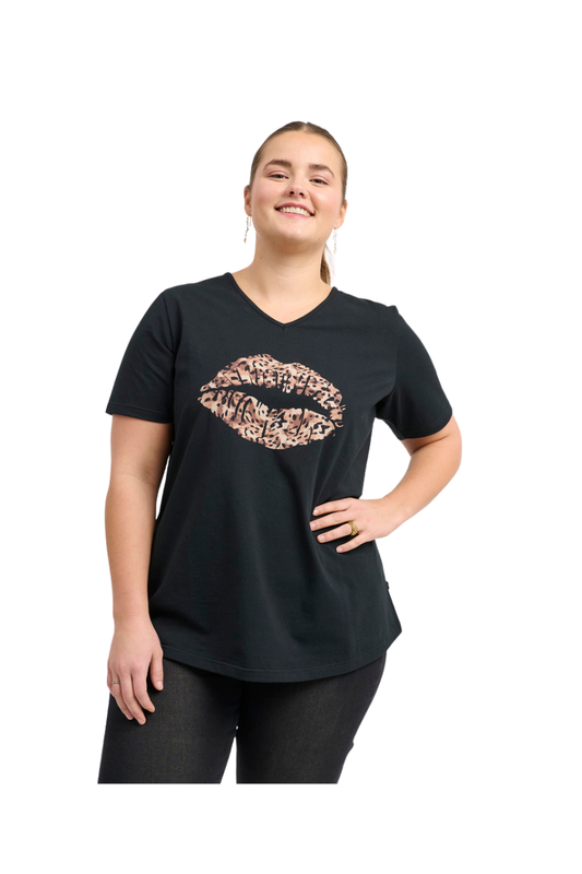 Adia bluse ADDrota sort med print