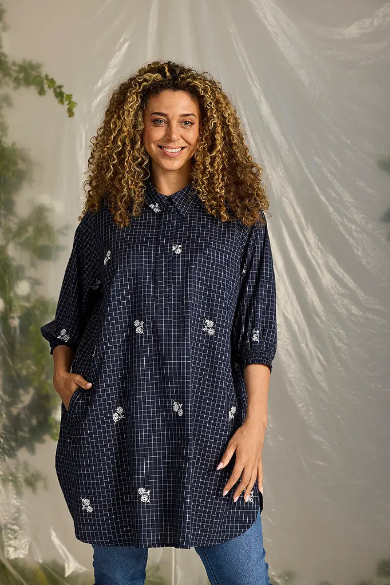 zhenzi tunika zh-amber 1198-tunic 3/4 blå kombi