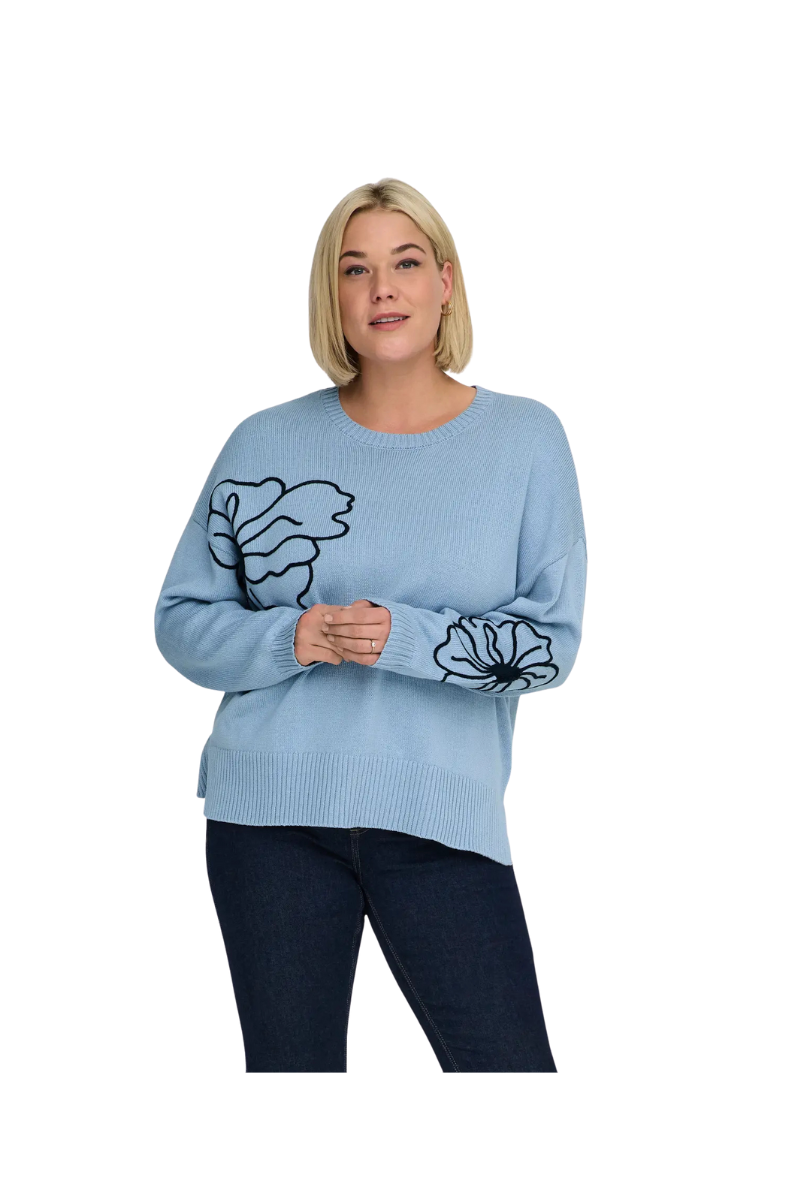 only carmakoma striktrøje carpetra blå