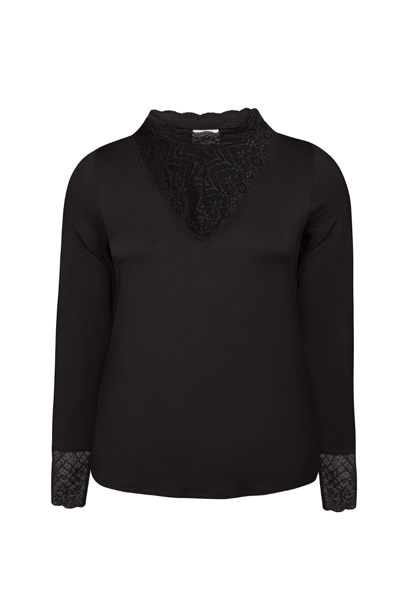 zhenzi bambus bluse med blonde