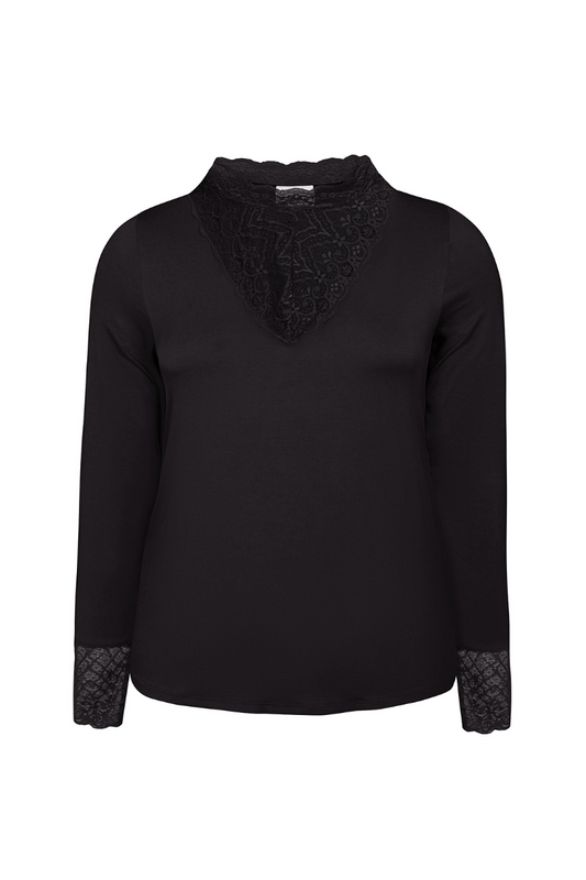 zhenzi bambus bluse med blonde