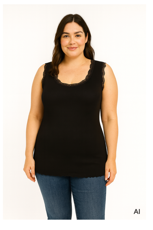 Zhenzi rib top lace 170 sort