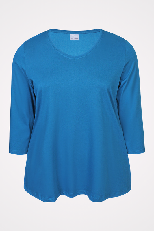 plussize bluse blå bomuld