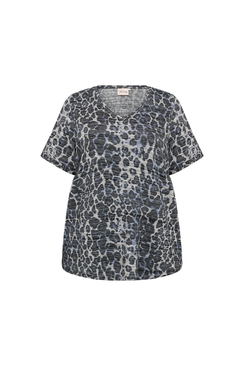 Wasabi t-shirt wa-sarina 18 blå leopard kombi