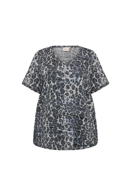 Wasabi t-shirt wa-sarina 18 blå leopard kombi