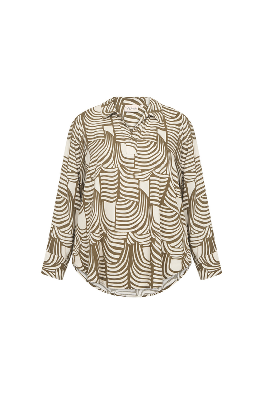 wasabi bluse wa-lovis 3 grøn/sand kombi