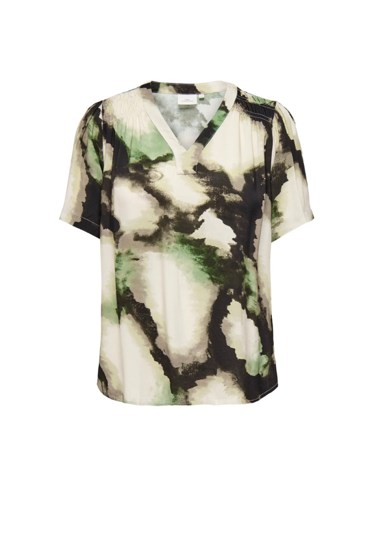 Only Carmakoma kortærmet bluse Carkerstin grøn kombi