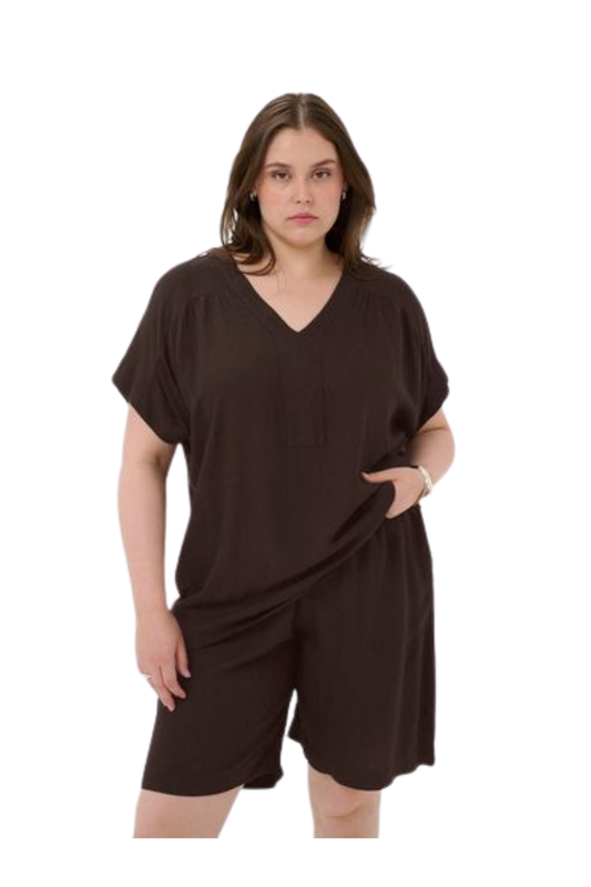 kaffe curve bluse KCmille Wing SL brun