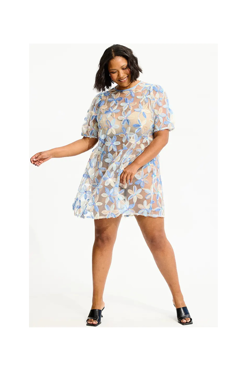 Anyday kjole Any-Eva lyseblå mesh