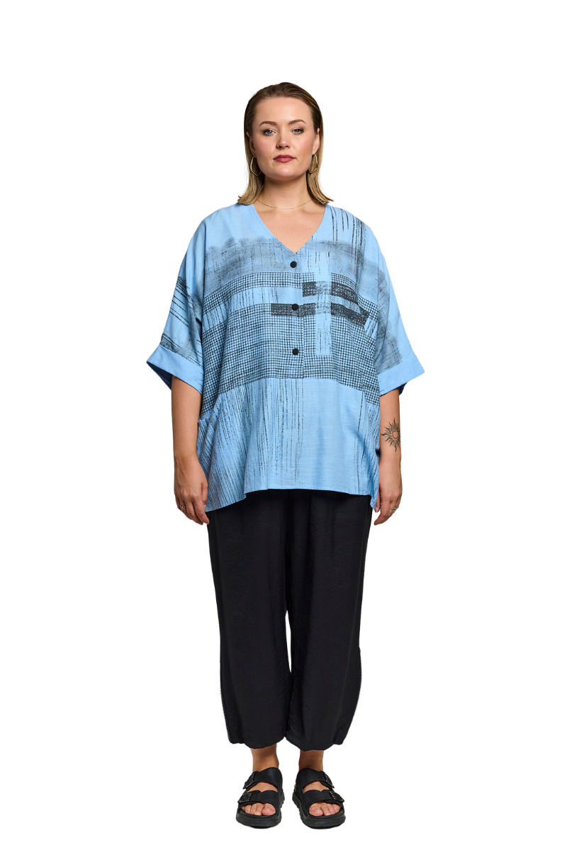 Gozzip Black oversize bluse Gelissa blå