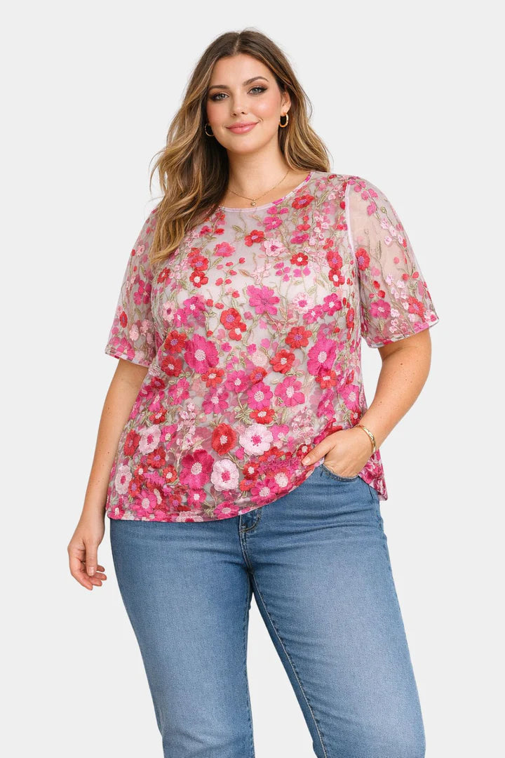 Anyday bluse Any-Flora 493 lyserød