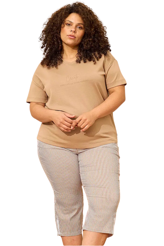Zhenzi capri bukser strib sand Jazzy 1407