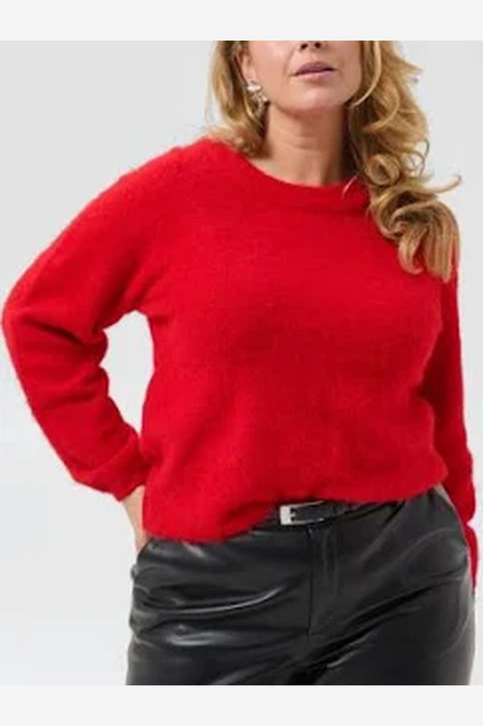 Kaffe Curve strikbluse KC jordi - Rød